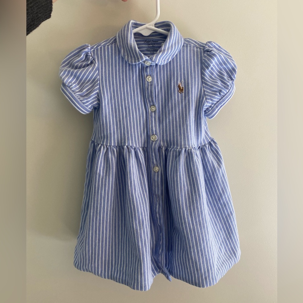 Ralph Lauren Blue and White Striped Baby Dress